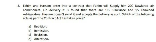 3. Fahim and Hassam enter into a contract that