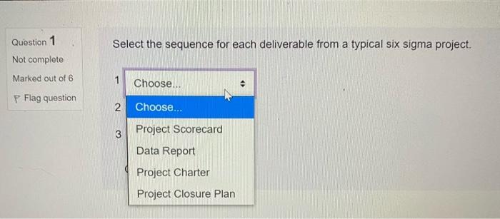 select the sequence for each deliverable for a