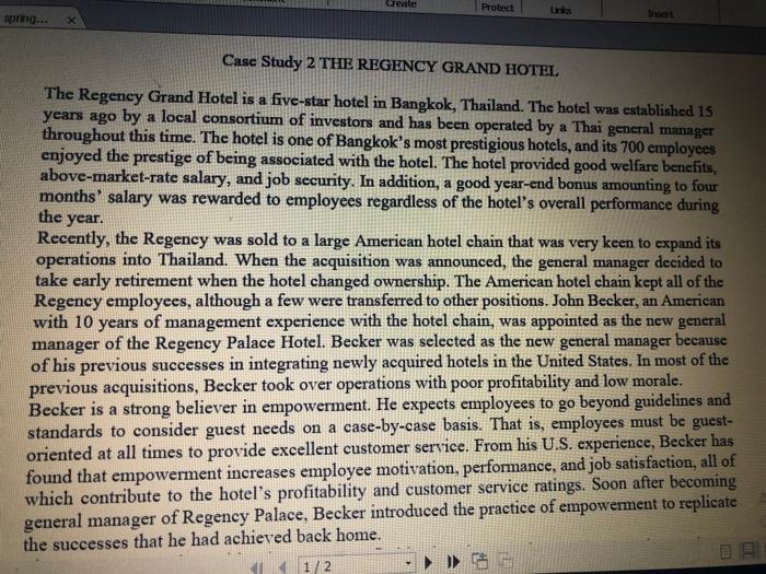 create Protect Line spring... x Case Study 2 THE