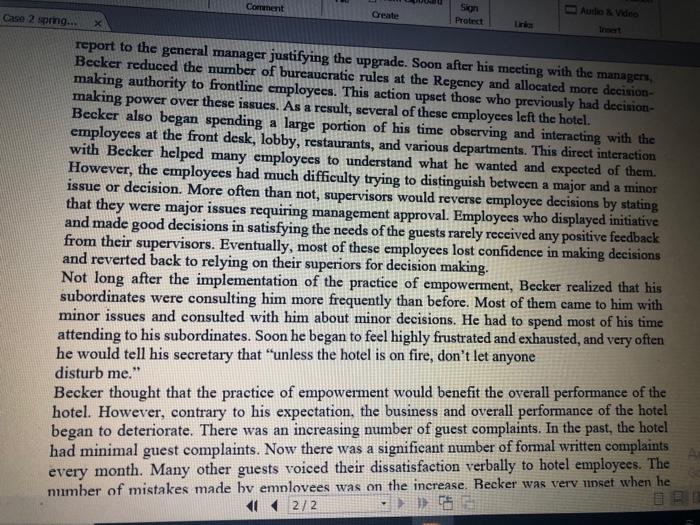 create Protect Line spring... x Case Study 2 THE