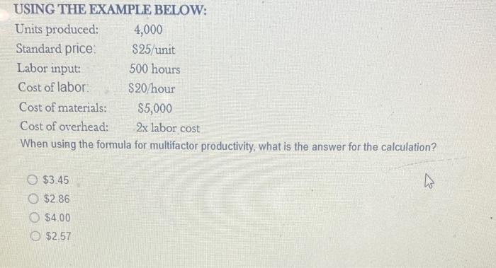 When using the formula for multifactor