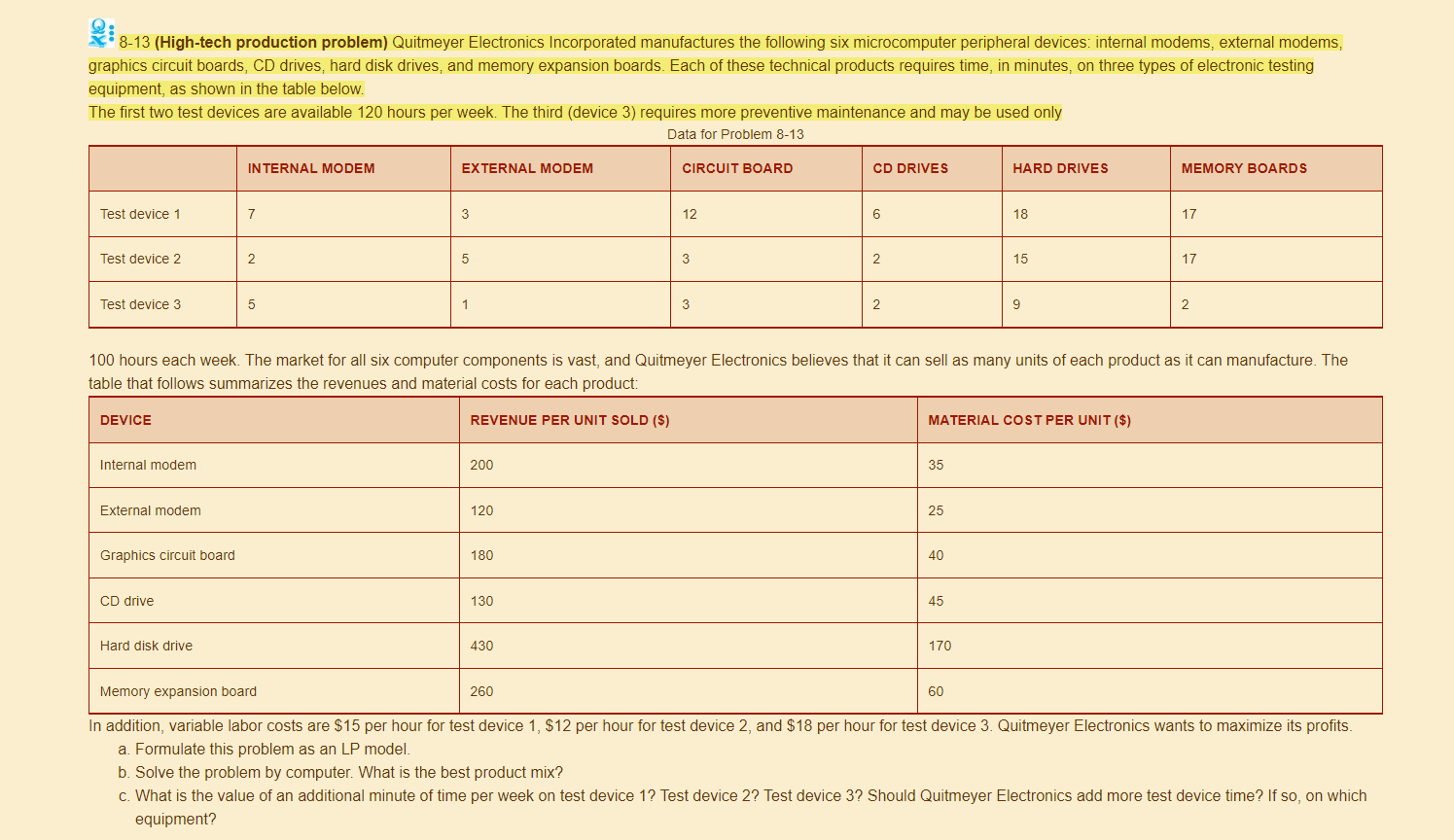 Please solve the following problems using Excel