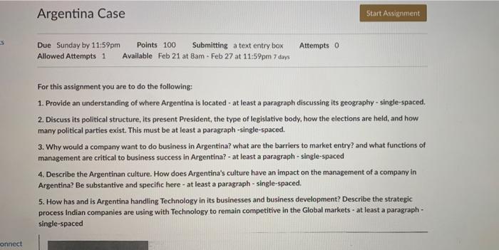 hi please help ! :) Argentina Case Start