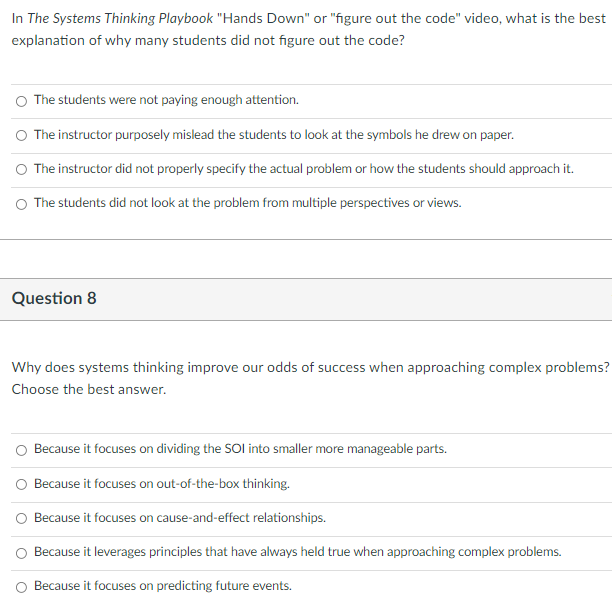 In The Systems Thinking Playbook "Hands Down" or