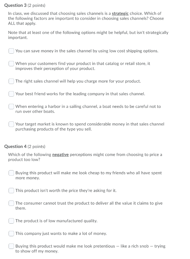 Question 3 (2 points) In class, we discussed that