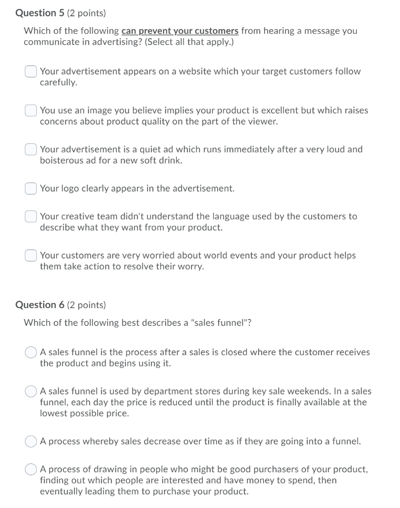 Question 3 (2 points) In class, we discussed that