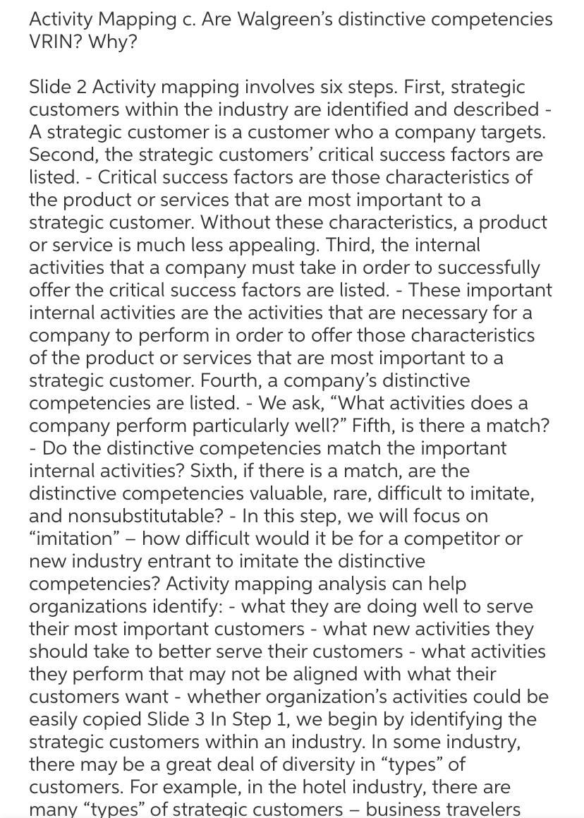 Dont do existing chegg answer Activity Mapping c.