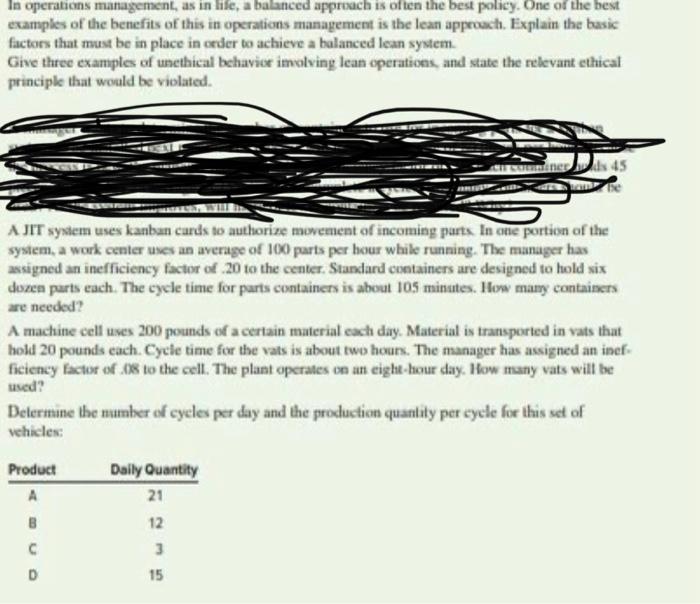 ANSWER 1a.-1d In operations management, as in