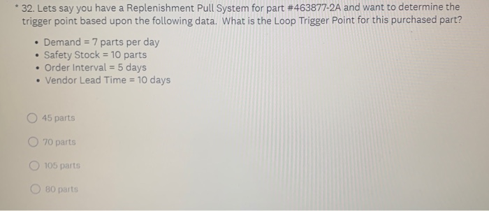 * 32. Lets say you have a Replenishment Pull