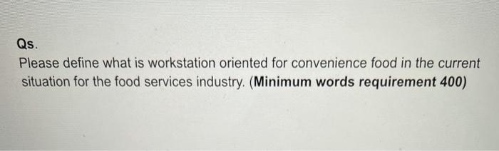 A case study from: Trend in Food Services
