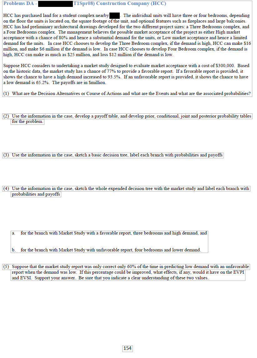 Problems DA T1Spr08) Construction Company (HCC)