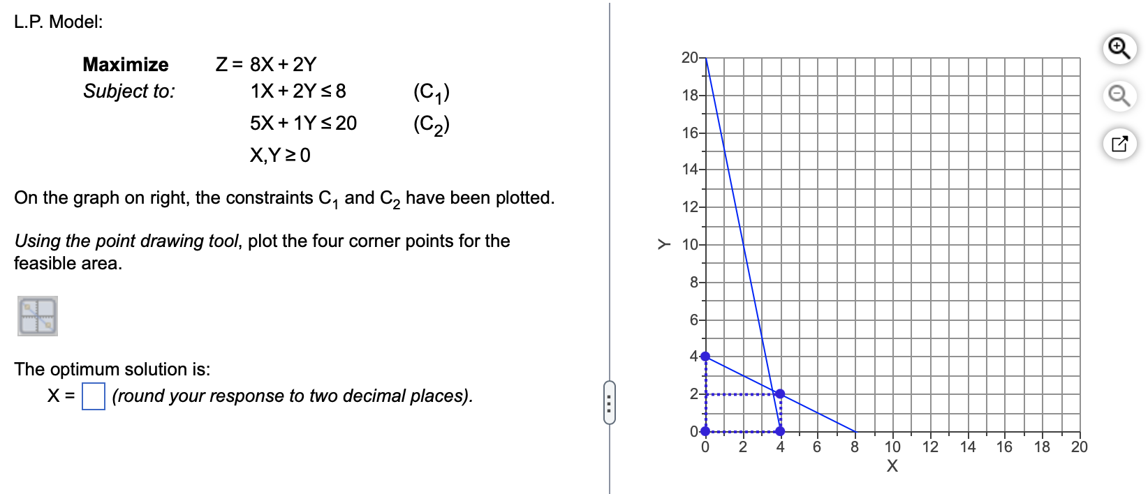 The optimum solution is: X = ___ (round your