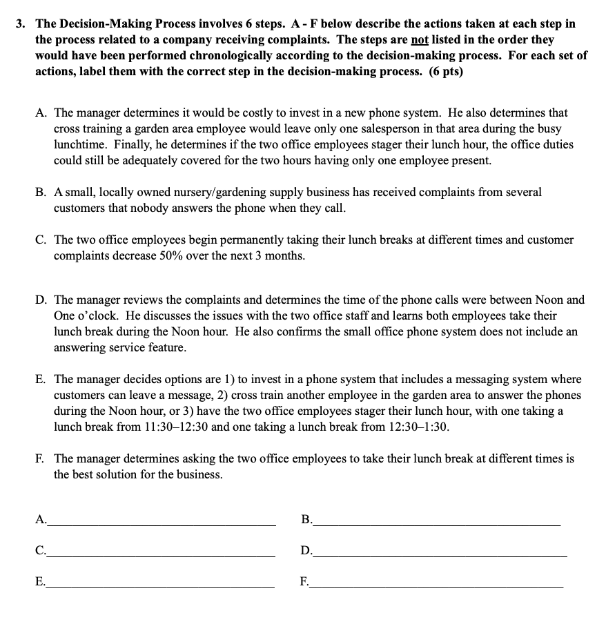 3. The Decision-Making Process involves 6 steps.