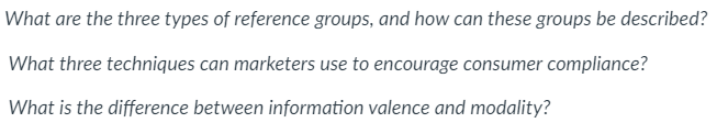 What are the three types of reference groups, and