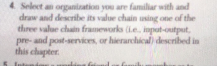 Select an organization you are familiar with and