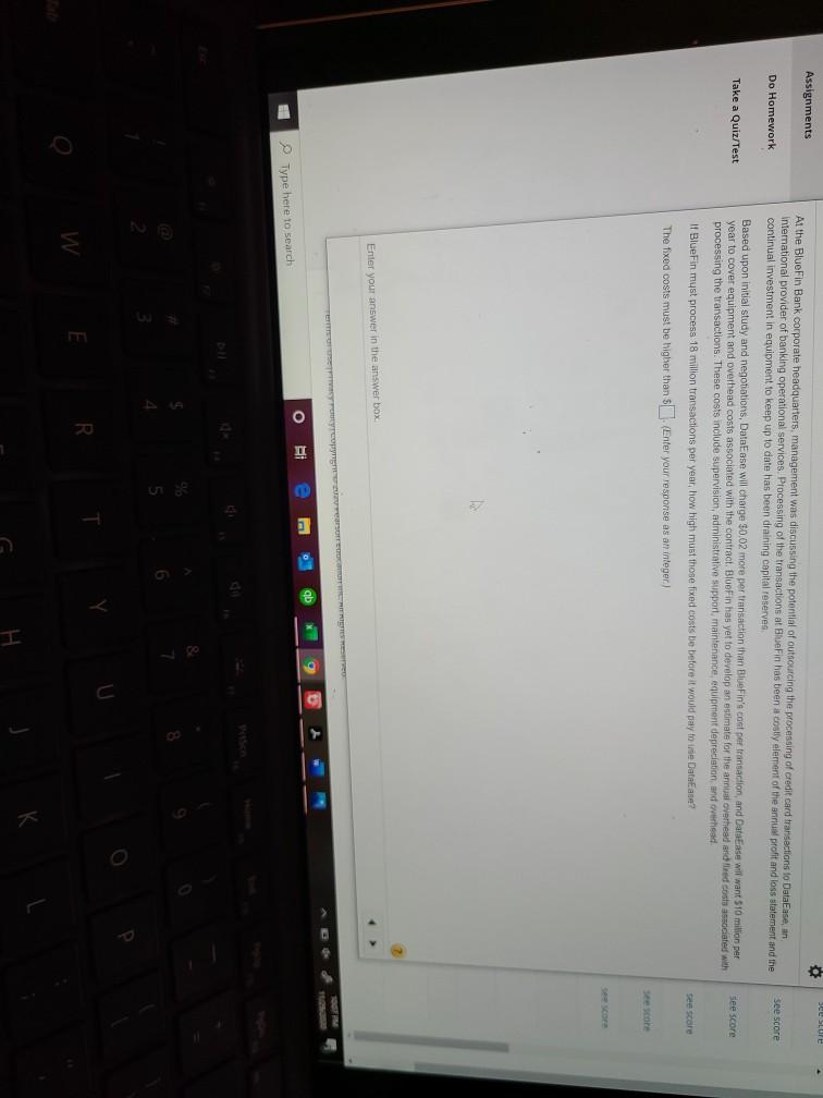 See sure Assignments At the Bluefin Bank