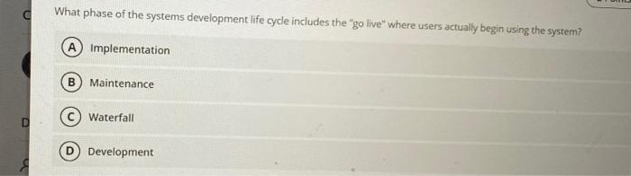What phase of the systems development life cycle