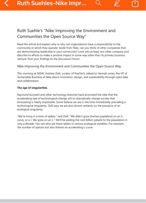 Ruth Suehles-Nike Improving the Environment and