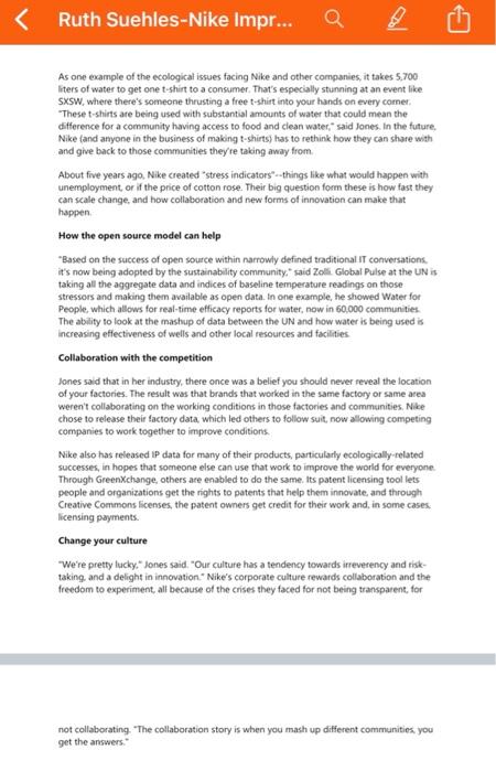 Ruth Suehles-Nike Improving the Environment and