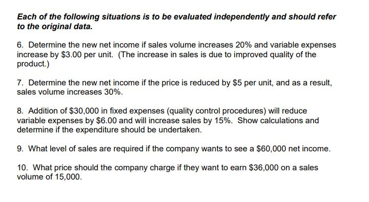 Question 2 - Cost Volume Profit Analysis (21