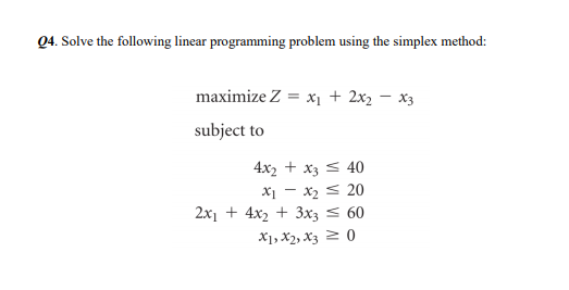 04. Solve the following linear programming