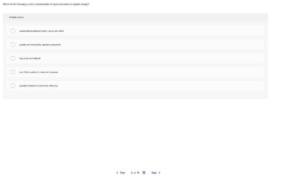 When of the following is not a charactsristic of
