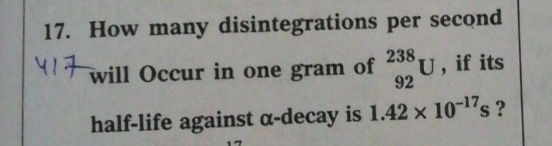Rohit 17. How many disintegrations per second 417