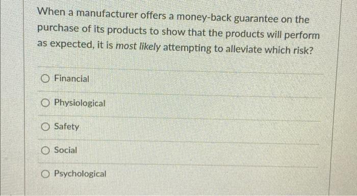 When a manufacturer offers a money-back guarantee