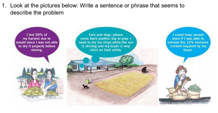 1. Look at the pictures below: Write a sentence