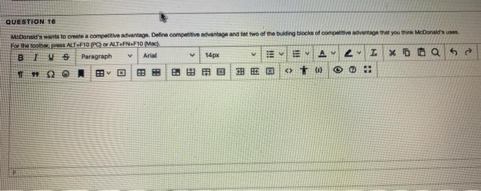 QUESTION 16 McDonald's wants to create a