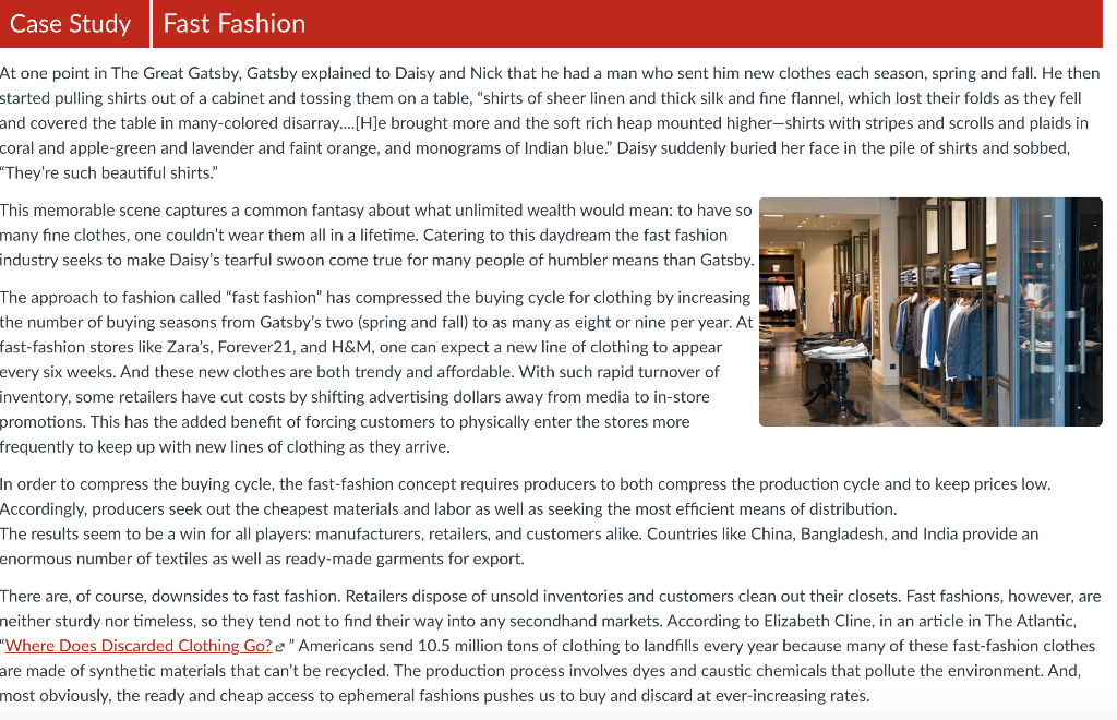 Case Study Fast Fashion At one point in The Great