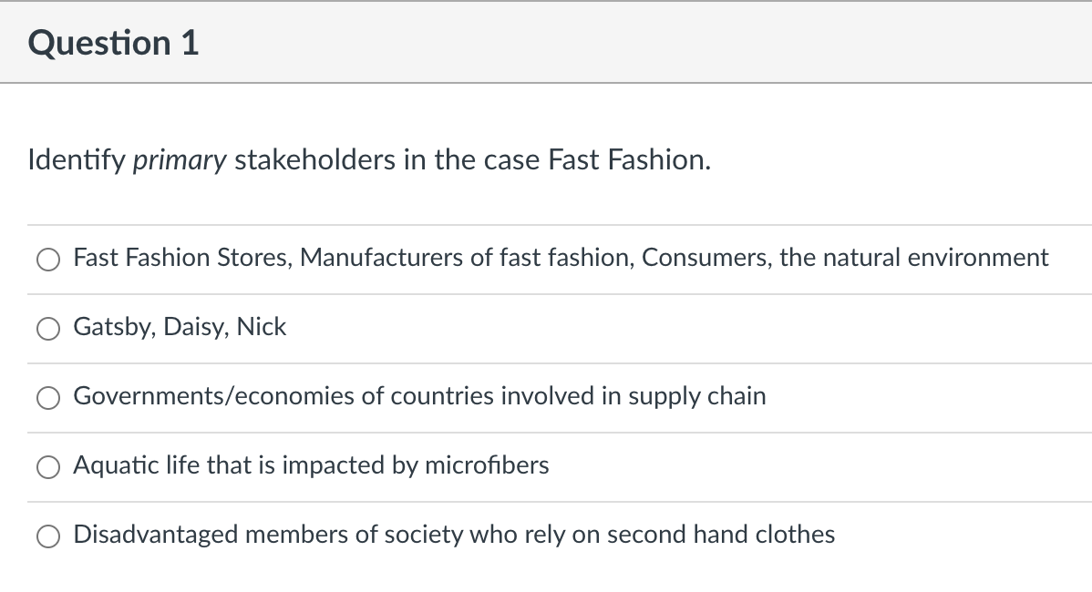 Case Study Fast Fashion At one point in The Great