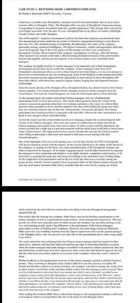 CASE STUDY 2- RETURNING HOME A DIFFERENT EMPLOYER