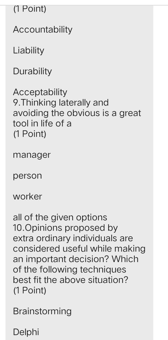 Please answer all mcqz above (1 Point)