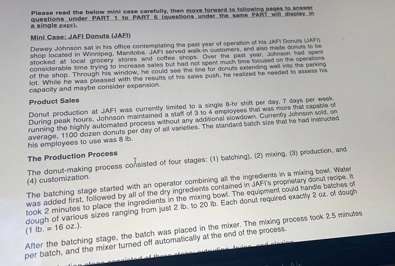 Please read the below mini case carefully, then