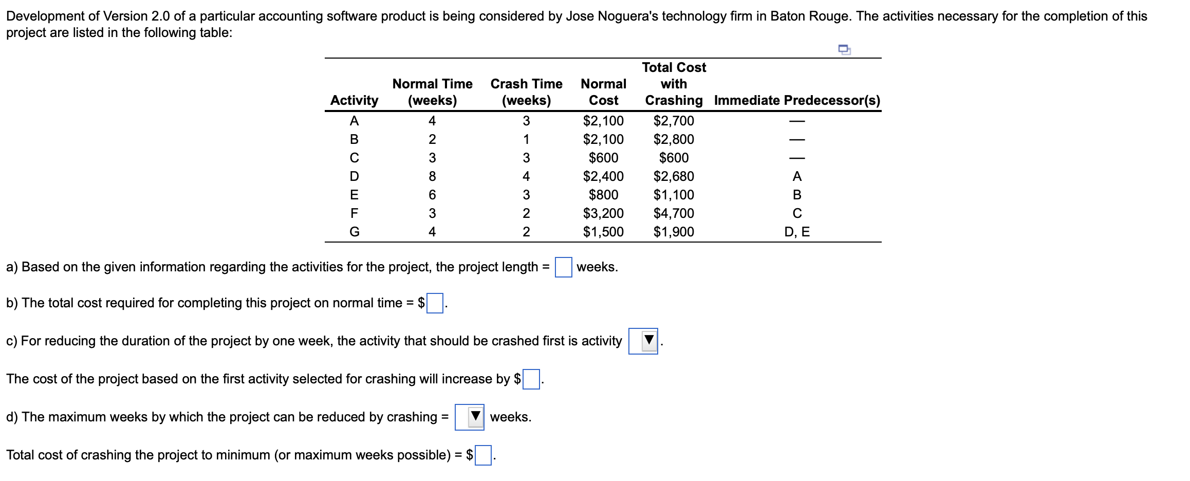 a) Based on the given information regarding the