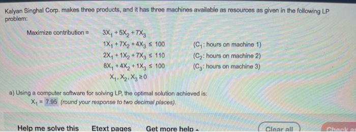 Please provide answer to Machine 1,2&3 along with