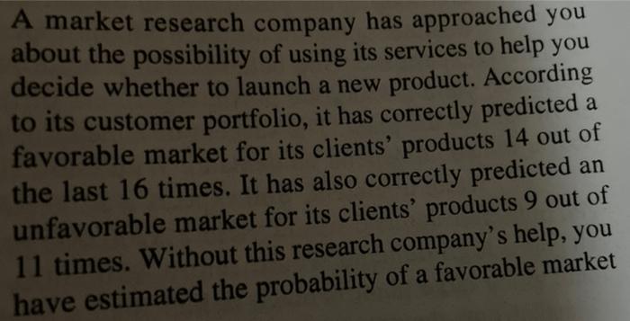 need excel example please A market research