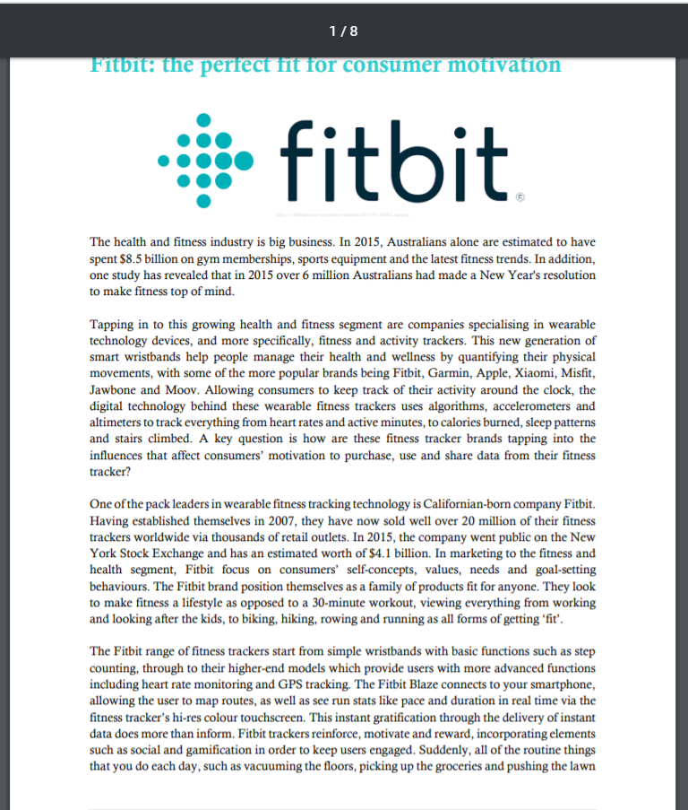 . Source several Fitbit advertisements. Discuss