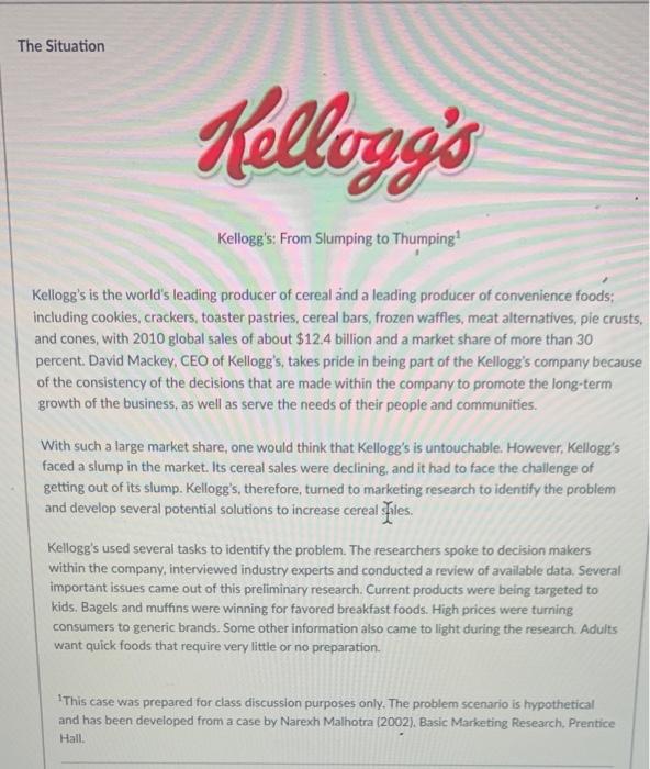 The Situation Kellogg's Kellogg's: From Slumping