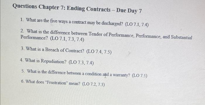 Questions Chapter 7: Ending Contracts-Due Day 7