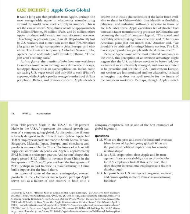 CASE INCIDENT 1 Apple Goes Global It wasn't long