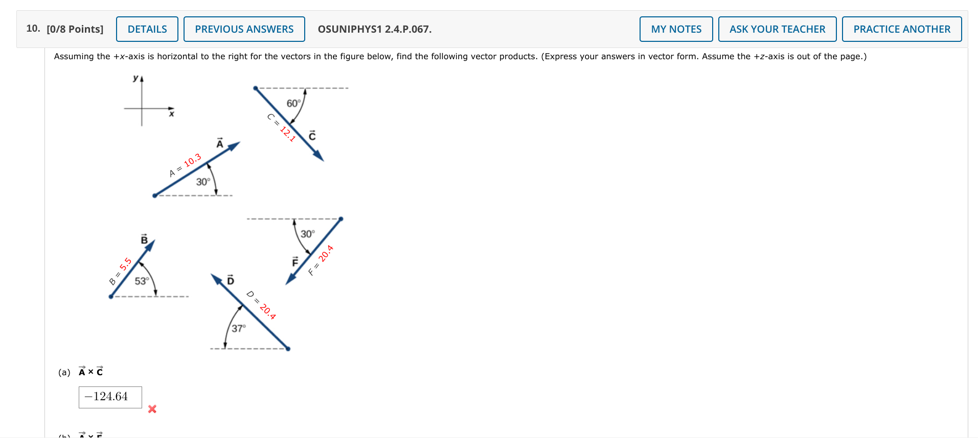 Assuming the + x -axis is horizontal to the right