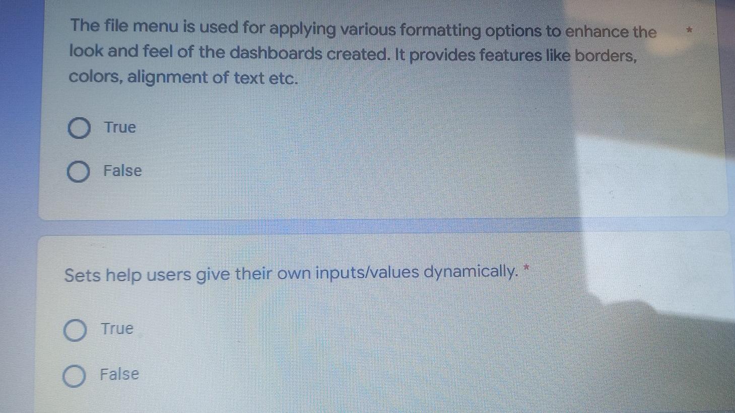 The file menu is used for applying various
