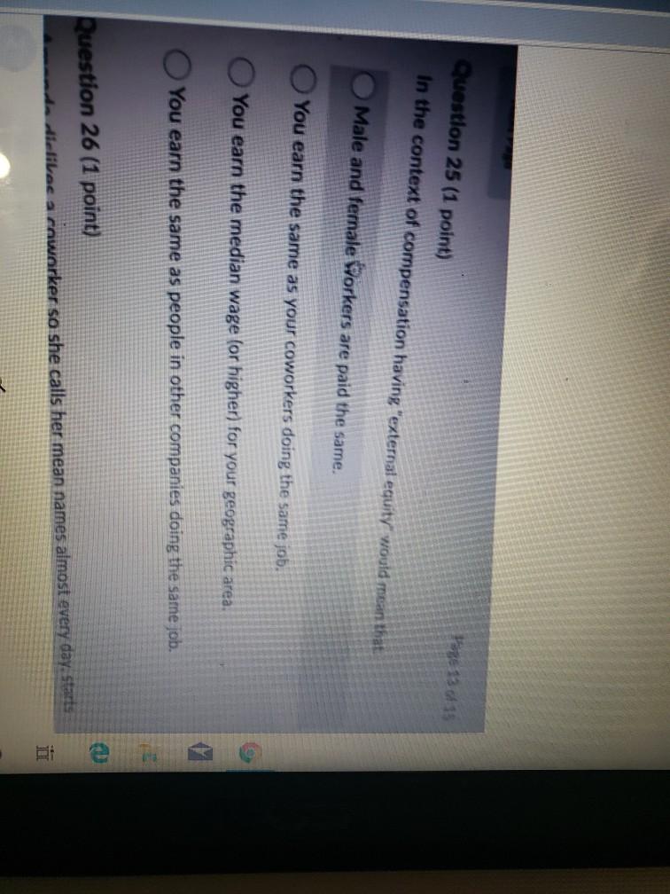 Question 25 (1 point) In the context of