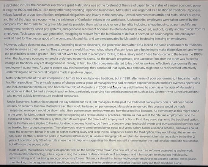 case study and answer Established in 1918, the