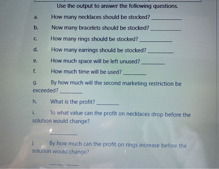 The LP problem whose output is below determines