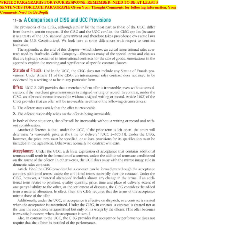 WRITE 2 PARAGRAPHS FOR YOUR RESPONSE. REMEMBER: