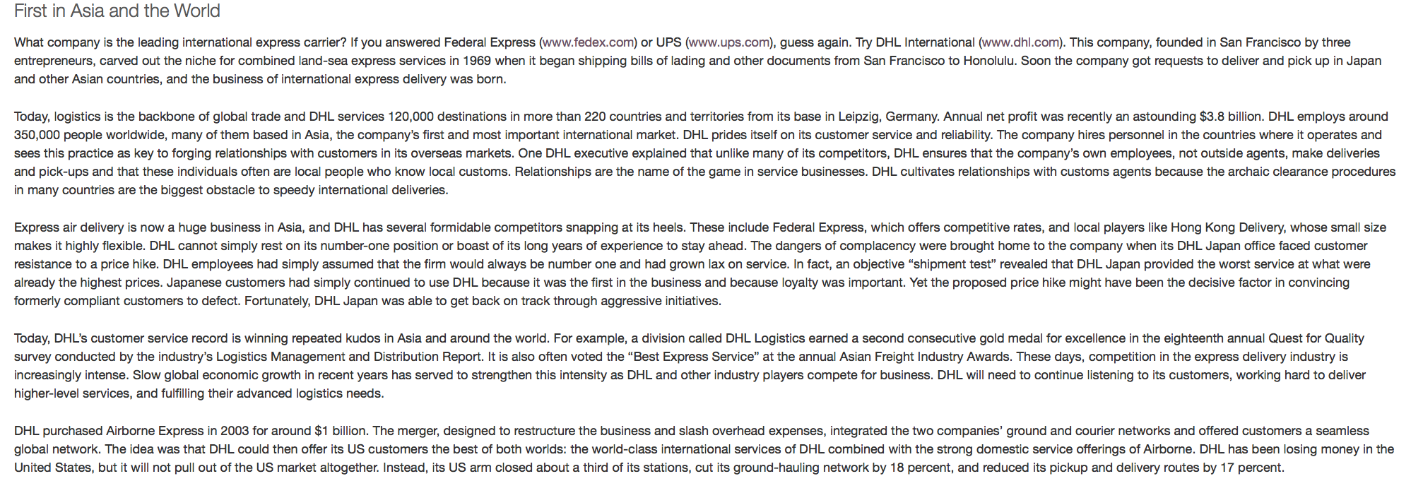 Write short summary about case. First in Asia and