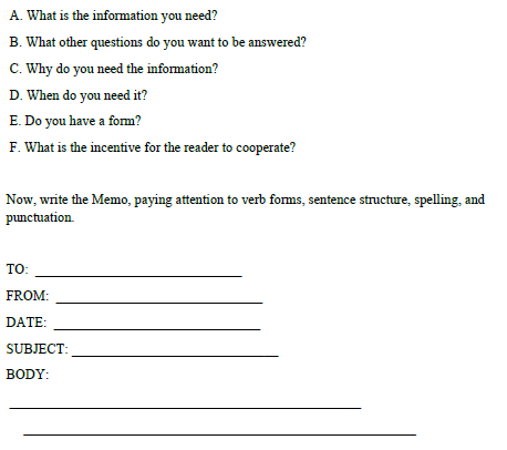 8. Read the situation below. Then, write a memo